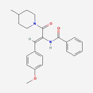 molecular formula C23H26N2O3 B11991389 N-[(1Z)-1-(4-methoxyphenyl)-3-(4-methylpiperidin-1-yl)-3-oxoprop-1-en-2-yl]benzamide 