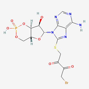 molecular formula C14H15BrN5O8PS B1199147 8-((4-Bromo-2,3-dioxobutyl)thio)adenosine cyclic 3',5'-(hydrogen phosphate) CAS No. 124357-34-2