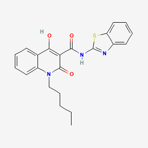 molecular formula C22H21N3O3S B11991494 N-(Benzo[d]thiazol-2-yl)-4-hydroxy-2-oxo-1-pentyl-1,2-dihydroquinoline-3-carboxamide CAS No. 303093-33-6