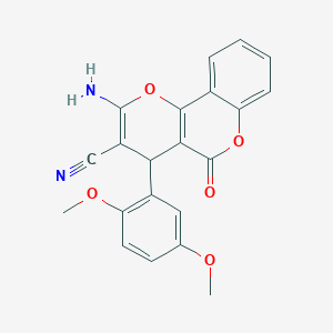 molecular formula C21H16N2O5 B11991772 2-amino-4-(2,5-dimethoxyphenyl)-5-oxo-4H,5H-pyrano[3,2-c]chromene-3-carbonitrile 