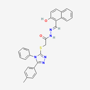 molecular formula C28H23N5O2S B11991793 N'-[(E)-(2-hydroxynaphthalen-1-yl)methylidene]-2-{[5-(4-methylphenyl)-4-phenyl-4H-1,2,4-triazol-3-yl]sulfanyl}acetohydrazide 