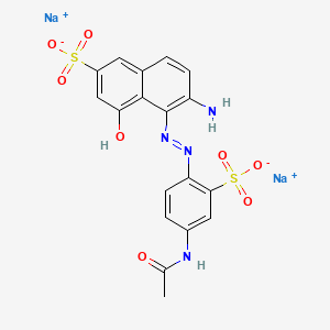 molecular formula C18H14N4Na2O8S2 B1199217 Disodium 5-((4-acetylamino-2-sulphophenyl)azo)-6-amino-4-hydroxynaphthalene-2-disulphonate CAS No. 6360-07-2