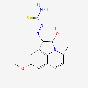 molecular formula C16H18N4O2S B1199228 2-[8-METHOXY-4,4,6-TRIMETHYL-2-OXO-4H-PYRROLO[3,2,1-IJ]QUINOLIN-1(2H)-YLIDEN]-1-HYDRAZINECARBOTHIOAMIDE 