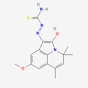 molecular formula C16H18N4O2S B1199228 (1E)-8-methoxy-4,4,6-trimethyl-4H-pyrrolo[3,2,1-ij]quinoline-1,2-dione 1-thiosemicarbazone 