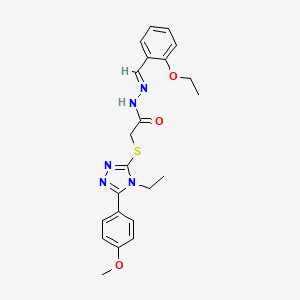 molecular formula C22H25N5O3S B11992284 N'-[(E)-(2-ethoxyphenyl)methylidene]-2-{[4-ethyl-5-(4-methoxyphenyl)-4H-1,2,4-triazol-3-yl]sulfanyl}acetohydrazide 