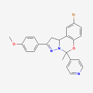 molecular formula C23H20BrN3O2 B11992365 4-[9-Bromo-5-methyl-5-(4-pyridinyl)-1,10b-dihydropyrazolo[1,5-c][1,3]benzoxazin-2-yl]phenyl methyl ether CAS No. 303059-73-6