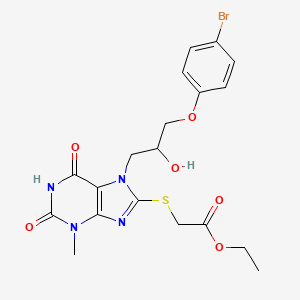 molecular formula C19H21BrN4O6S B11992402 ethyl ({7-[3-(4-bromophenoxy)-2-hydroxypropyl]-3-methyl-2,6-dioxo-2,3,6,7-tetrahydro-1H-purin-8-yl}sulfanyl)acetate 