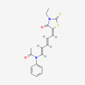 molecular formula C18H18N2O2S2 B11992514 N-[(1E,3E,5E)-5-(3-ethyl-4-oxo-2-thioxo-1,3-thiazolidin-5-ylidene)penta-1,3-dien-1-yl]-N-phenylacetamide 