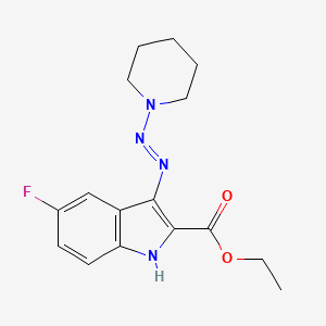molecular formula C16H19FN4O2 B11992523 ethyl 5-fluoro-3-[(E)-piperidin-1-yldiazenyl]-1H-indole-2-carboxylate 