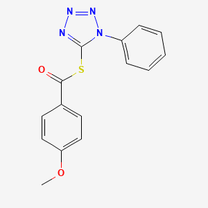 molecular formula C15H12N4O2S B11992631 S-(1-phenyl-1H-tetrazol-5-yl) 4-methoxybenzothioate 