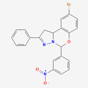 molecular formula C22H16BrN3O3 B11992646 9-Bromo-5-(3-nitrophenyl)-2-phenyl-1,10b-dihydropyrazolo[1,5-c][1,3]benzoxazine 