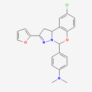 molecular formula C22H20ClN3O2 B11992760 4-[9-chloro-2-(2-furyl)-1,10b-dihydropyrazolo[1,5-c][1,3]benzoxazin-5-yl]-N,N-dimethylaniline CAS No. 303107-09-7