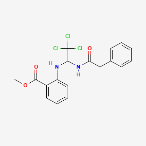 molecular formula C18H17Cl3N2O3 B11992777 Methyl 2-({2,2,2-trichloro-1-[(phenylacetyl)amino]ethyl}amino)benzoate 