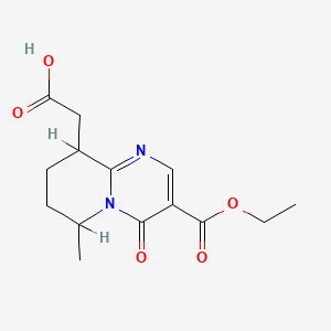 B1199280 3-Carbethoxy-6-methyl-9-carboxymethyl-4-oxo-6,7,8,9-tetrahydro-4H-pyrido(1,2-A)pyrimidine CAS No. 64405-40-9
