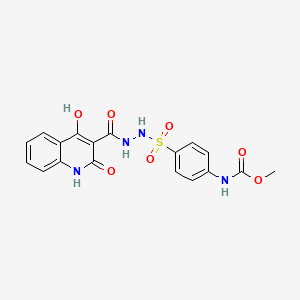 molecular formula C18H16N4O7S B11992845 methyl N-[4-[[(4-hydroxy-2-oxo-1H-quinoline-3-carbonyl)amino]sulfamoyl]phenyl]carbamate 
