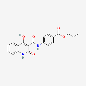 molecular formula C20H18N2O5 B11992873 Propyl 4-{[(4-hydroxy-2-oxo-1,2-dihydroquinolin-3-yl)carbonyl]amino}benzoate 