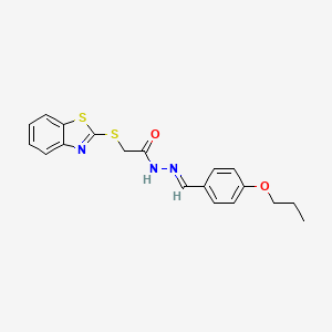 molecular formula C19H19N3O2S2 B11992910 2-(1,3-benzothiazol-2-ylsulfanyl)-N'-[(E)-(4-propoxyphenyl)methylidene]acetohydrazide CAS No. 303105-73-9