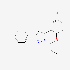 molecular formula C19H19ClN2O B11992918 9-Chloro-5-ethyl-2-(4-methylphenyl)-1,10b-dihydropyrazolo[1,5-c][1,3]benzoxazine 