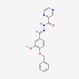 molecular formula C20H18N4O3 B11993134 Pyrazine-2-carboxylic acid (4-benzyloxy-3-methoxy-benzylidene)-hydrazide 
