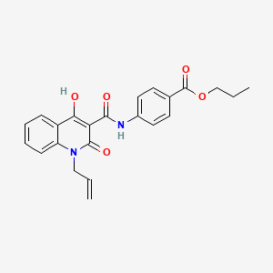 molecular formula C23H22N2O5 B11993164 Propyl 4-({[4-hydroxy-2-oxo-1-(prop-2-en-1-yl)-1,2-dihydroquinolin-3-yl]carbonyl}amino)benzoate 