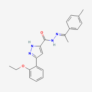 molecular formula C21H22N4O2 B11993227 3-(2-Ethoxyphenyl)-N'-(1-(p-tolyl)ethylidene)-1H-pyrazole-5-carbohydrazide CAS No. 302917-87-9