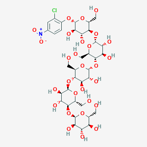 molecular formula C36H54ClNO28 B1199325 (2R,3R,4S,5S,6R)-2-[(2R,3S,4R,5R,6R)-6-[(2R,3S,4R,5R,6R)-6-[(2R,3S,4R,5R,6R)-6-[(2R,3S,4R,5R,6S)-6-(2-chloro-4-nitrophenoxy)-4,5-dihydroxy-2-(hydroxymethyl)oxan-3-yl]oxy-4,5-dihydroxy-2-(hydroxymethyl)oxan-3-yl]oxy-4,5-dihydroxy-2-(hydroxymethyl)oxan-3-yl]oxy-4,5-dihydroxy-2-(hydroxymethyl)oxan-3-yl]oxy-6-(hydroxymethyl)oxane-3,4,5-triol CAS No. 99304-80-0