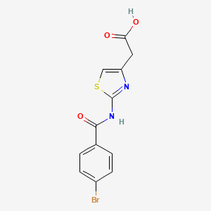 molecular formula C12H9BrN2O3S B11993305 {2-[(4-Bromobenzoyl)amino]-1,3-thiazol-4-YL}acetic acid 