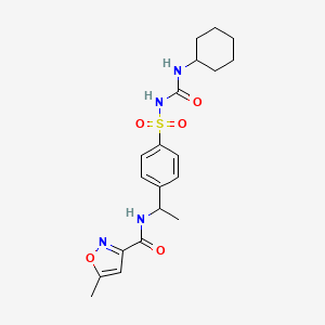 molecular formula C20H26N4O5S B1199344 N-(1-(4-(N-(Cyclohexylcarbamoyl)sulfamoyl)phenyl)ethyl)-5-methylisoxazole-3-carboxamide CAS No. 24488-96-8