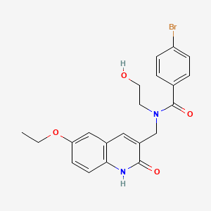 4-bromo-N-[(6-ethoxy-2-oxo-1H-quinolin-3-yl)methyl]-N-(2-hydroxyethyl)benzamide