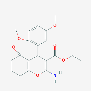 molecular formula C20H23NO6 B11993861 ethyl 2-amino-4-(2,5-dimethoxyphenyl)-5-oxo-5,6,7,8-tetrahydro-4H-chromene-3-carboxylate 