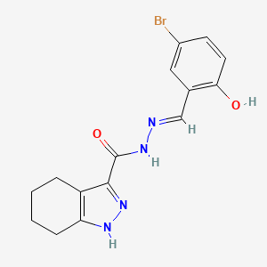 molecular formula C15H15BrN4O2 B11993875 N'-[(E)-(5-bromo-2-hydroxyphenyl)methylidene]-4,5,6,7-tetrahydro-1H-indazole-3-carbohydrazide 