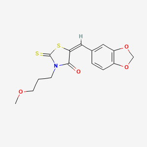 molecular formula C15H15NO4S2 B11993908 (5E)-5-(1,3-benzodioxol-5-ylmethylidene)-3-(3-methoxypropyl)-2-thioxo-1,3-thiazolidin-4-one 