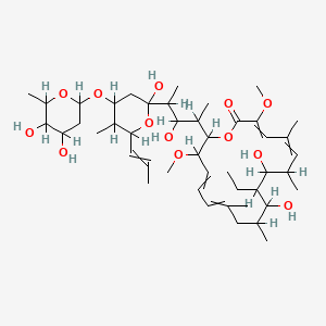 molecular formula C45H74O13 B1199396 18-[4-[4-(4,5-Dihydroxy-6-methyloxan-2-yl)oxy-2-hydroxy-5-methyl-6-prop-1-enyloxan-2-yl]-3-hydroxypentan-2-yl]-9-ethyl-8,10-dihydroxy-3,17-dimethoxy-5,7,11,13-tetramethyl-1-oxacyclooctadeca-3,5,13,15-tetraen-2-one 