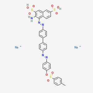 molecular formula C35H27N5Na2O9S3 B11994001 disodium 3-amino-4-((E)-{4'-[(E)-(4-{[(4-methylphenyl)sulfonyl]oxy}phenyl)diazenyl][1,1'-biphenyl]-4-yl}diazenyl)-2,7-naphthalenedisulfonate 