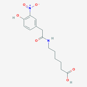 molecular formula C14H18N2O6 B1199436 4-Hydroxy-3-nitrophenylacetyl-epsilon-aminocaproic acid CAS No. 10463-23-7