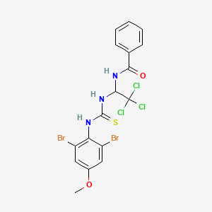 molecular formula C17H14Br2Cl3N3O2S B11994523 N-(2,2,2-Tri-CL-1-(((2,6-dibromo-4-methoxyanilino)carbothioyl)amino)ET)benzamide CAS No. 303063-10-7