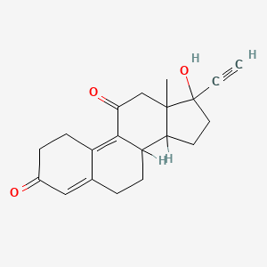 molecular formula C20H22O3 B1199453 17-ethynyl-17-hydroxy-13-methyl-2,6,7,8,12,14,15,16-octahydro-1H-cyclopenta[a]phenanthrene-3,11-dione CAS No. 5210-27-5