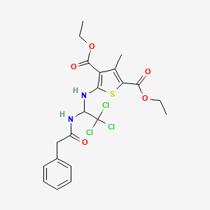 molecular formula C21H23Cl3N2O5S B11994971 Diethyl 3-methyl-5-({2,2,2-trichloro-1-[(phenylacetyl)amino]ethyl}amino)-2,4-thiophenedicarboxylate 