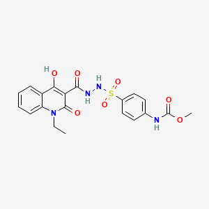 molecular formula C20H20N4O7S B11995017 Methyl 4-({2-[(1-ethyl-4-hydroxy-2-oxo-1,2-dihydro-3-quinolinyl)carbonyl]hydrazino}sulfonyl)phenylcarbamate 