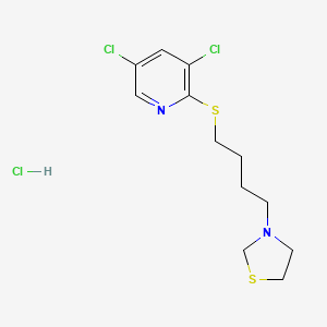 molecular formula C12H17Cl3N2S2 B11995034 Thiazolidine, 3-(4-(3,5-dichloro-2-pyridyl)thiobutyl)-, hydrochloride CAS No. 41956-53-0