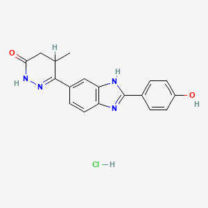 molecular formula C18H17ClN4O2 B1199519 3-[2-(4-hydroxyphenyl)-3H-benzimidazol-5-yl]-4-methyl-4,5-dihydro-1H-pyridazin-6-one;hydrochloride CAS No. 77469-70-6