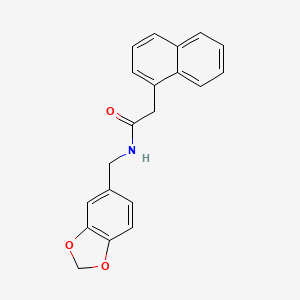 molecular formula C20H17NO3 B11995236 N-(1,3-Benzodioxol-5-ylmethyl)-2-(1-naphthyl)acetamide 