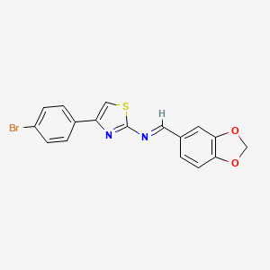 molecular formula C17H11BrN2O2S B11995286 N-[(E)-1,3-benzodioxol-5-ylmethylidene]-4-(4-bromophenyl)-1,3-thiazol-2-amine 