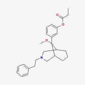 molecular formula C26H33NO3 B1199533 3-(beta-Phenylethyl)-9beta-methoxy-9alpha-(m-propionoxyphenyl)-3-azabicyclo(3,3,1)nonane CAS No. 99451-04-4