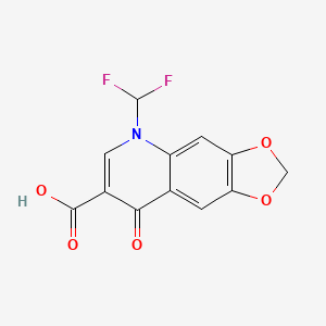 molecular formula C12H7F2NO5 B1199535 5-(Difluoromethyl)-8-oxo-5,8-dihydro[1,3]dioxolo[4,5-g]quinoline-7-carboxylic acid CAS No. 64621-47-2