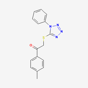 molecular formula C16H14N4OS B11995584 1-(4-Methylphenyl)-2-((1-phenyl-1H-tetraazol-5-YL)thio)ethanone 