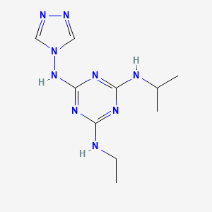 molecular formula C10H17N9 B1199562 N6-ethyl-N4-propan-2-yl-N2-(1,2,4-triazol-4-yl)-1,3,5-triazine-2,4,6-triamine 