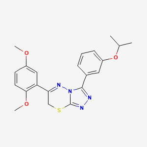 molecular formula C21H22N4O3S B1199569 6-(2,5-dimethoxyphenyl)-3-(3-propan-2-yloxyphenyl)-7H-[1,2,4]triazolo[3,4-b][1,3,4]thiadiazine 