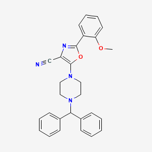 molecular formula C28H26N4O2 B1199571 5-[4-(Diphenylmethyl)-1-piperazinyl]-2-(2-methoxyphenyl)-4-oxazolecarbonitrile 