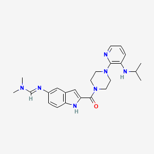 molecular formula C24H31N7O B1199576 N,N-dimethyl-N'-[2-[4-[3-(propan-2-ylamino)pyridin-2-yl]piperazine-1-carbonyl]-1H-indol-5-yl]methanimidamide CAS No. 144674-89-5